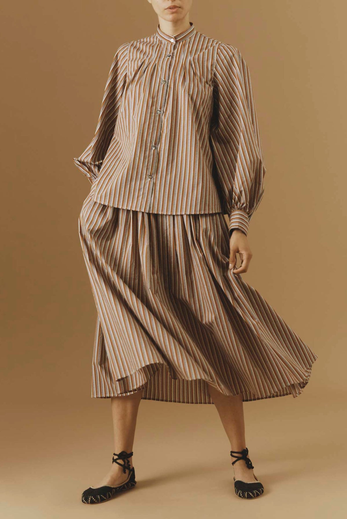 Large view of Yana Copper Blouse and Zazou Skirt - Pre Spring 2024 - Thierry Colson