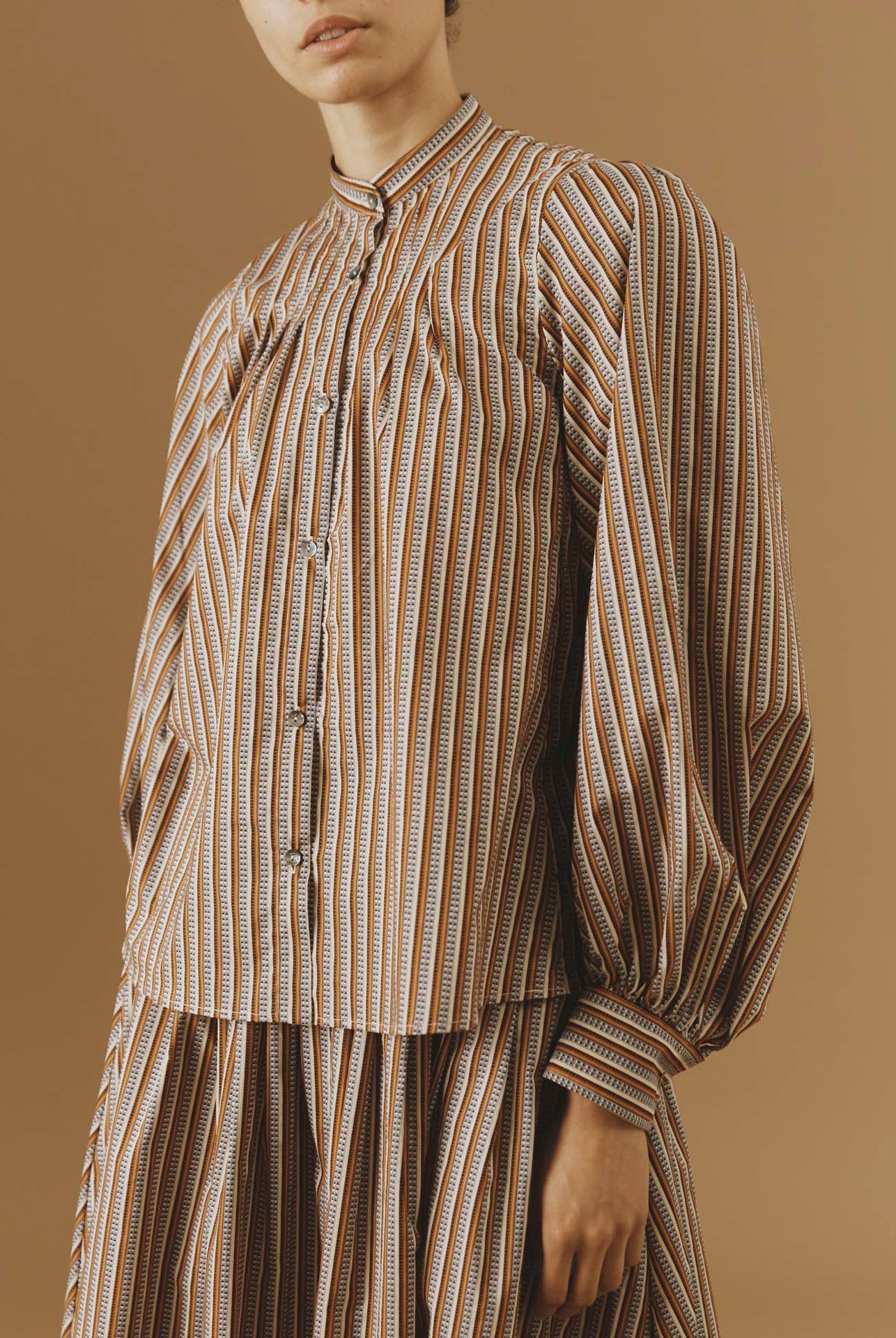 Side view of Yana Copper Blouse - Pre Spring 2024 - Thierry Colson