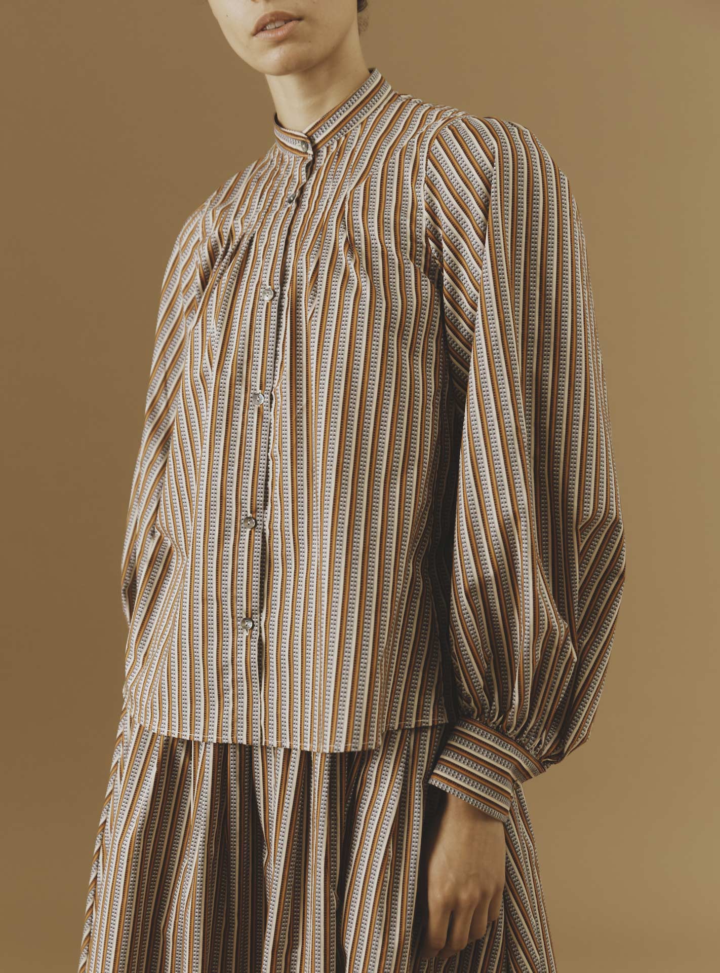 Side view of Yana Copper Blouse - Pre Spring 2024 - Thierry Colson