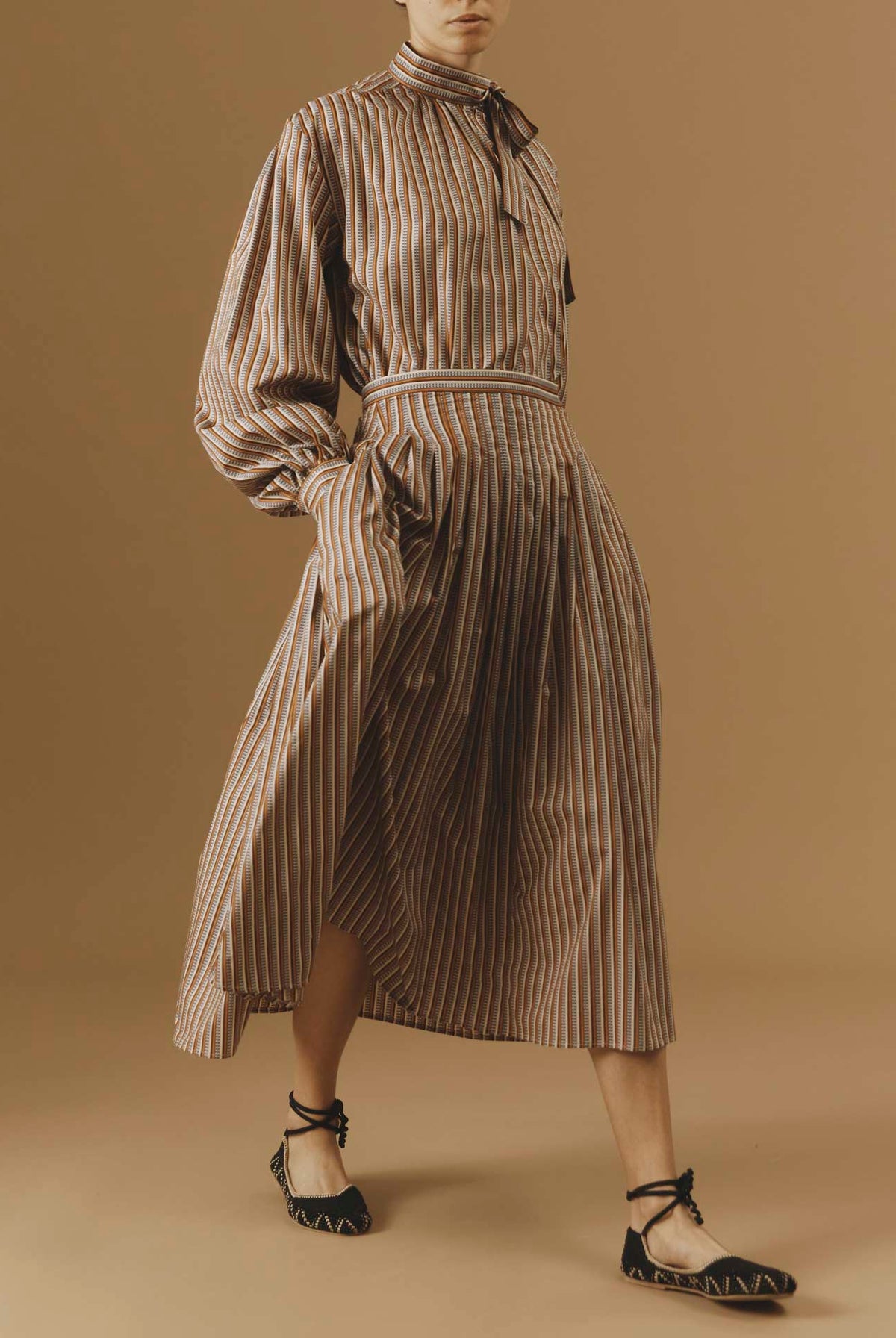Front view of Zazou copper Cotton Skirt by Thierry Colson