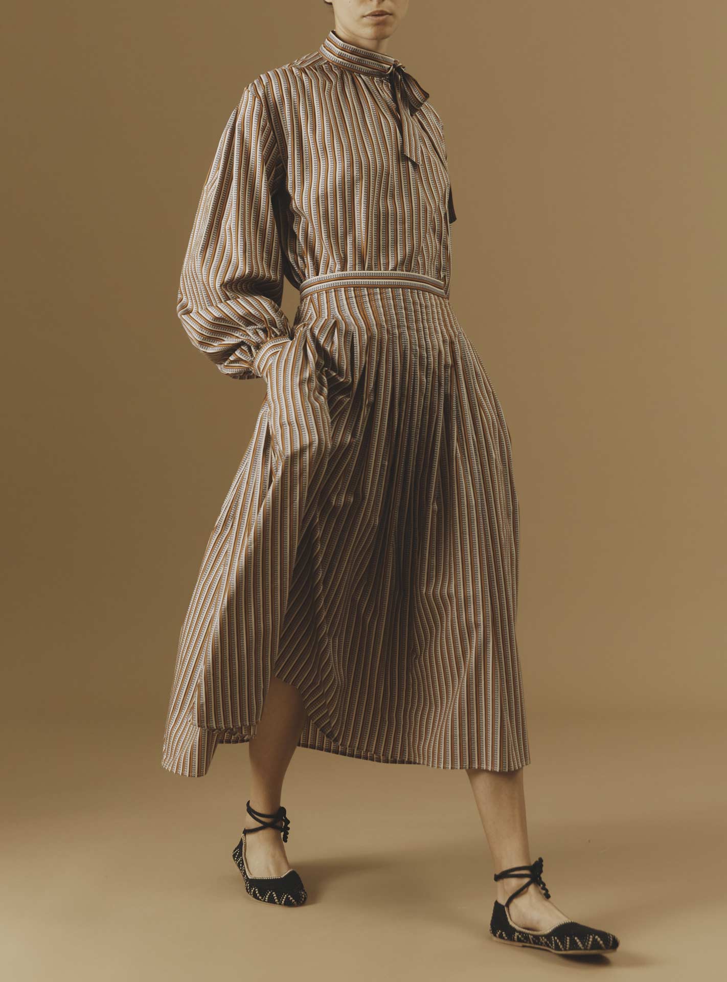 Front view of Zazou copper Cotton Skirt by Thierry Colson