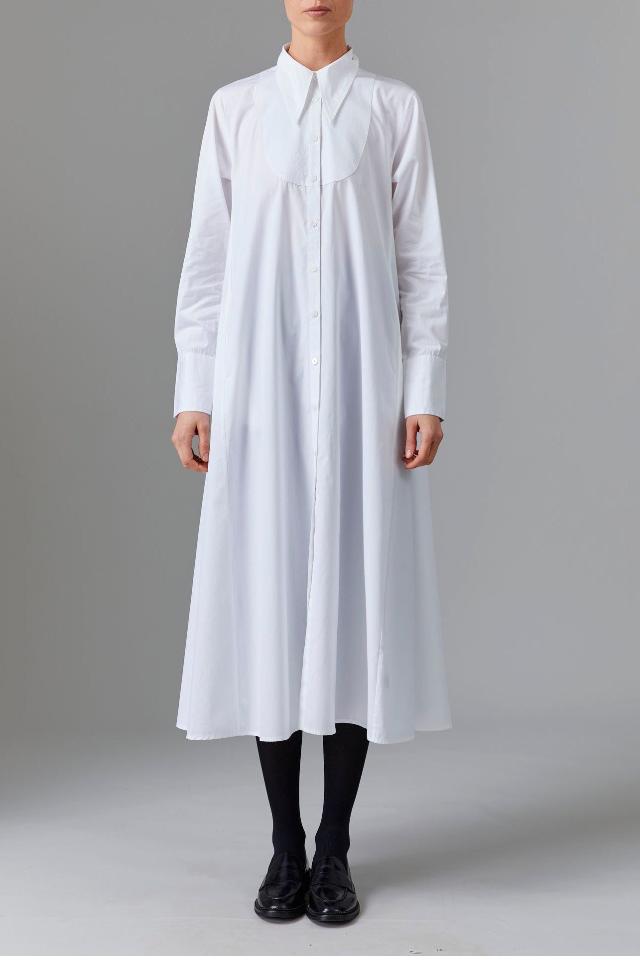 Front view of Alceste off white Dress - Topstitching Poplin by Thierry Colson