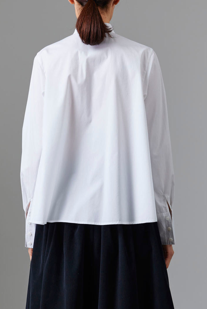 Back view of Ali Shirt - Off White Poplin Topstitching by Thierry Colson