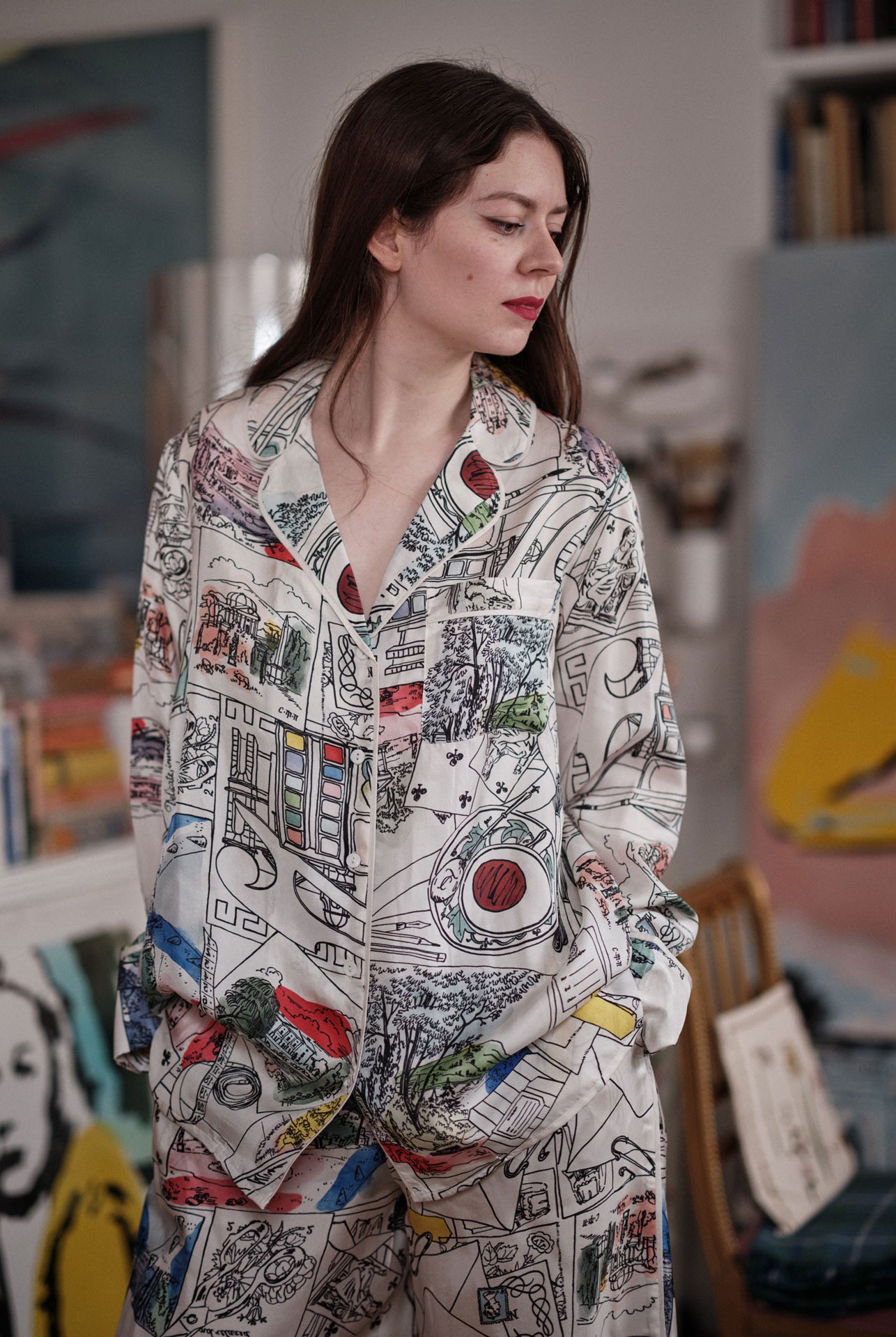 ALBERTINE Pyjama by Thierry Colson -Scarf pattern by Sacha Floch Poliakoff