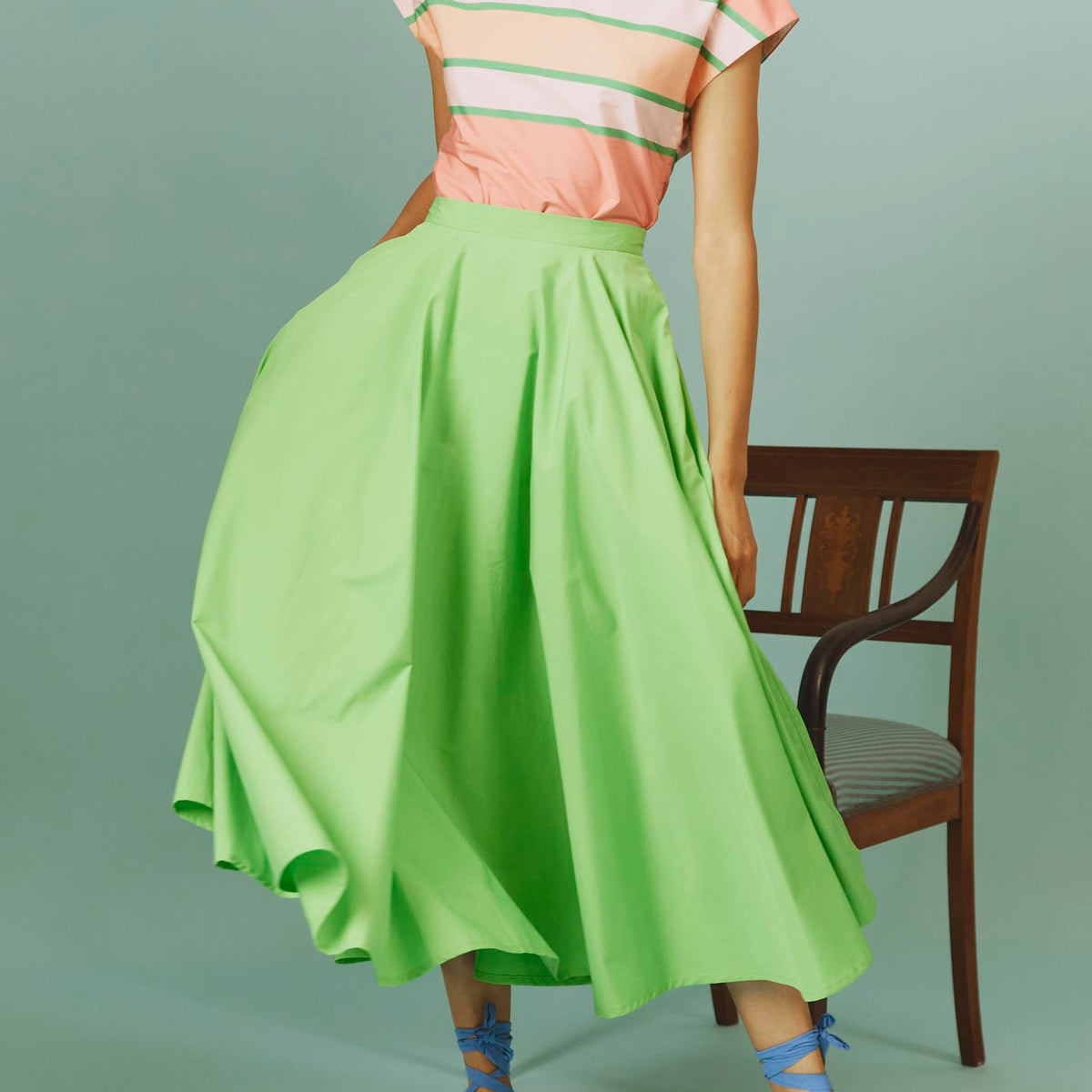 Audrey Skirt: Matisse Plain Poplin in Green by Thierry Colson Audrey Skirt: Matisse Plain Poplin in Green by Thierry Colson