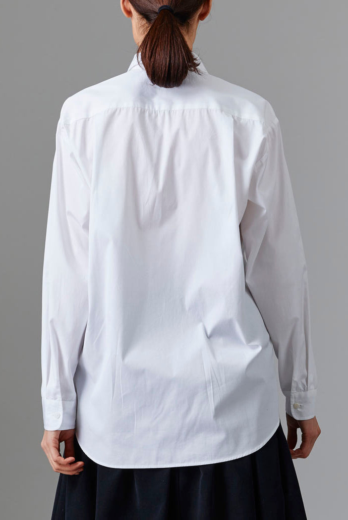 Back view of Barth Men Shirt - Off White Poplin Topstitching by Thierry Colson