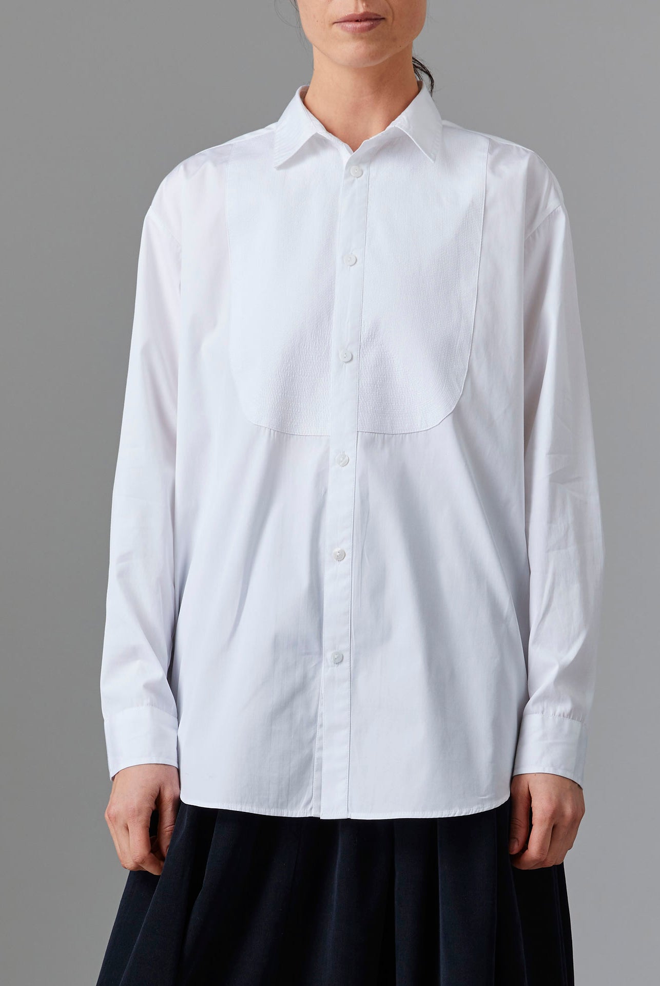 Front view of Barth Men Shirt - Off White Poplin Topstitching by Thierry Colson