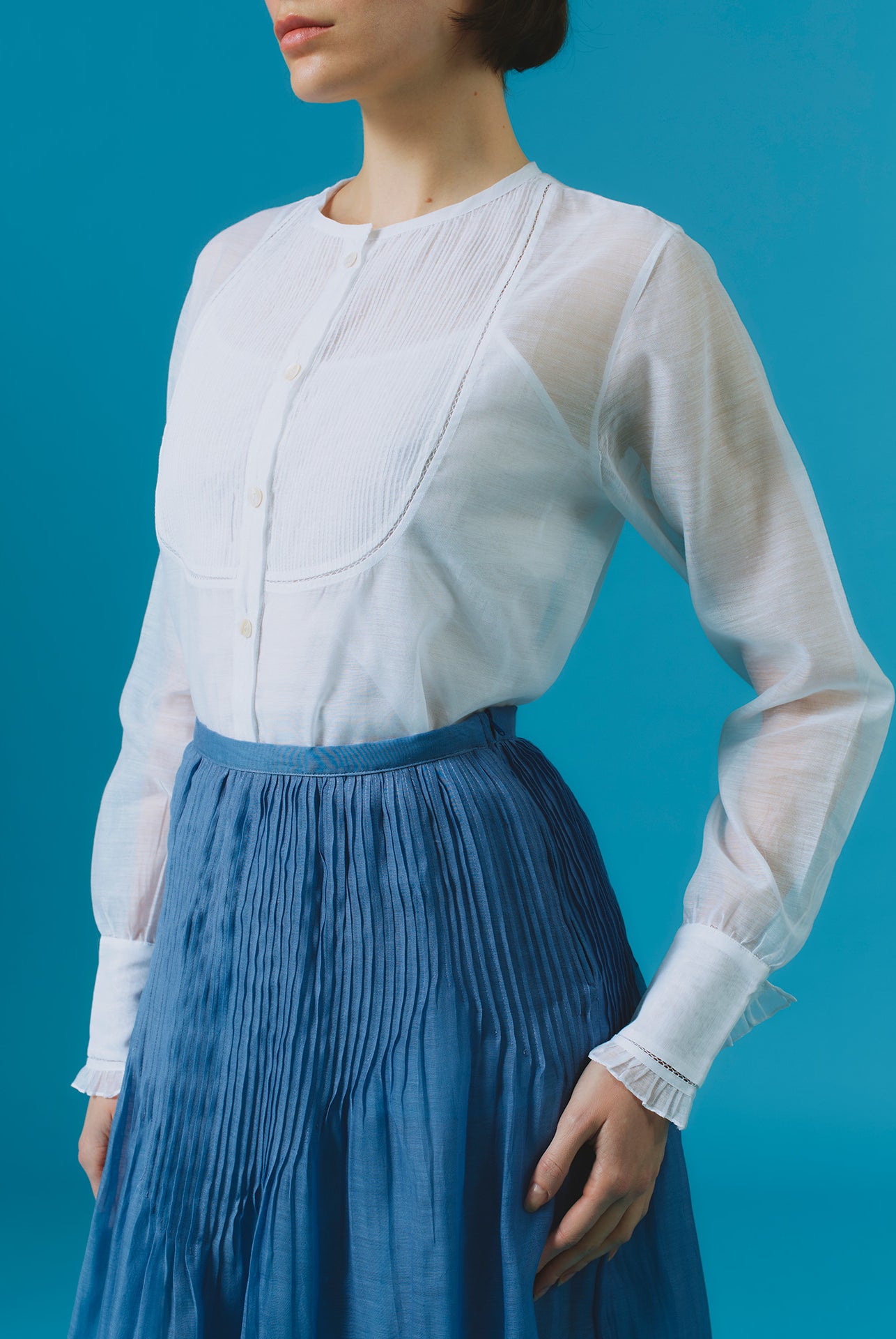 Zaurak Chanderi Appliqué White Shirt Thierry Colson
