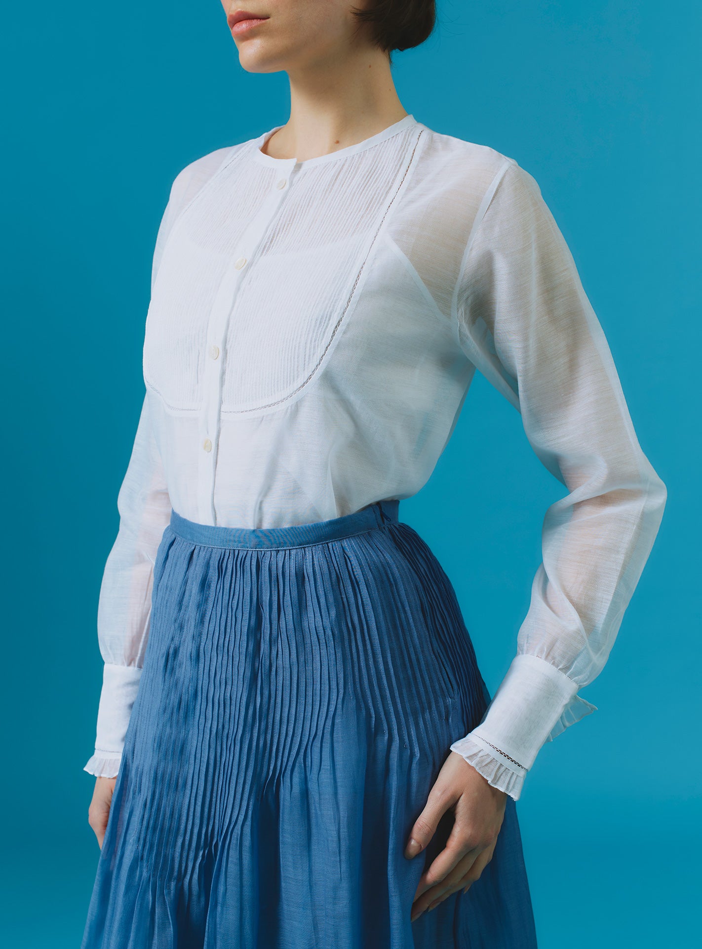 Zaurak Chanderi Appliqué White Shirt Thierry Colson