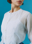 Detail of Zaurak Chanderi Appliqué White Shirt Thierry Colson