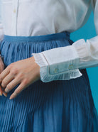 Sleeve detail of Zaurak Chanderi Appliqué White Shirt Thierry Colson