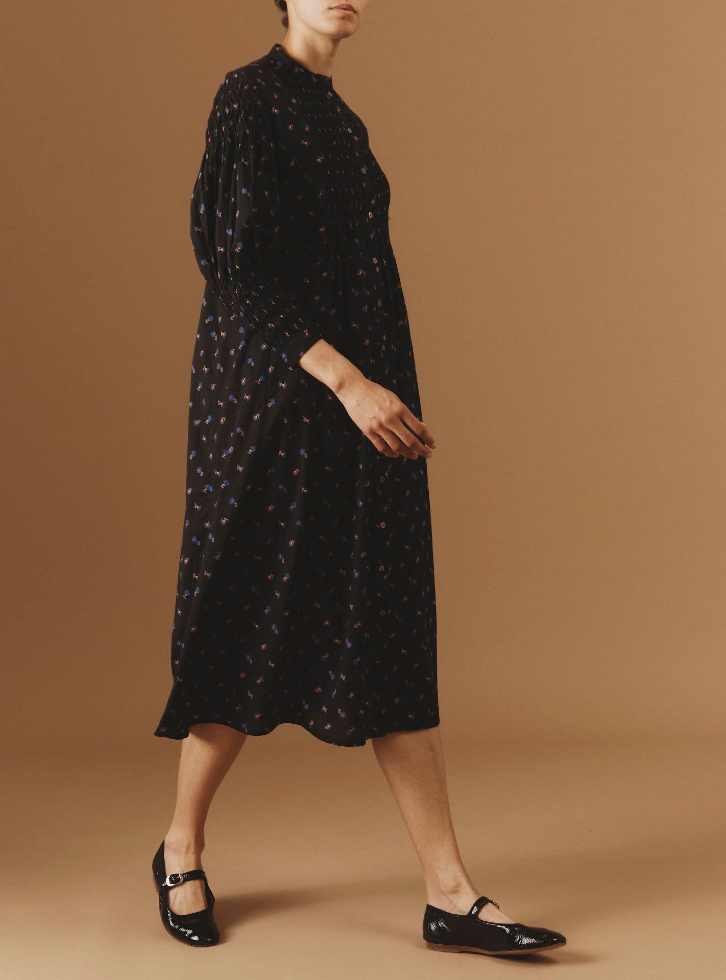 Side view of Yvana Black dress by Thierry Colson - Pre Spring 2024