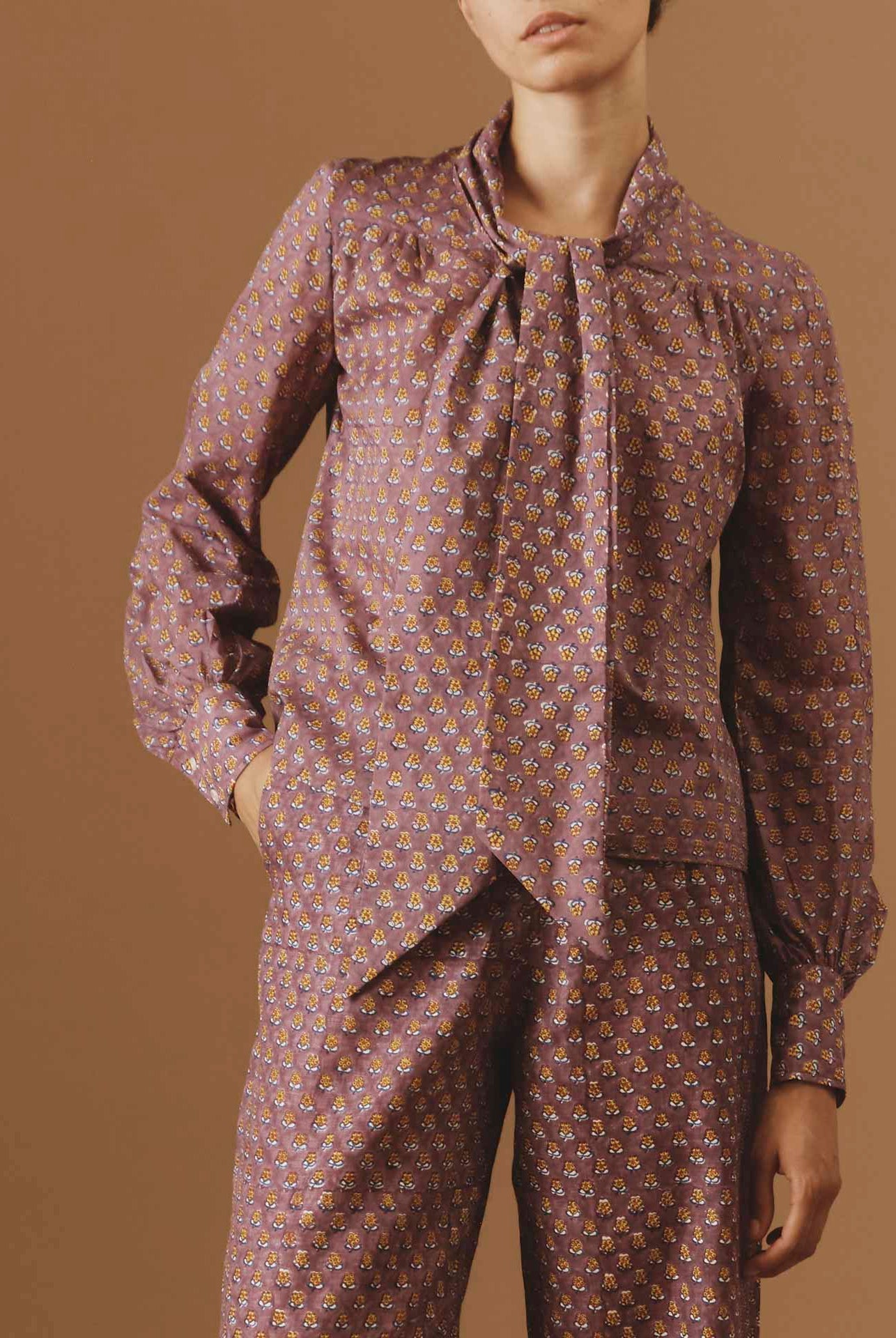 Thierry Colson Alba Blouse Rosewood Yellow Pre Spring 2024