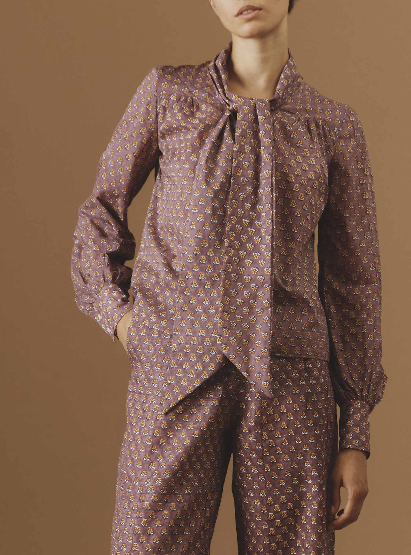 Thierry Colson Alba Blouse Rosewood Yellow Pre Spring 2024