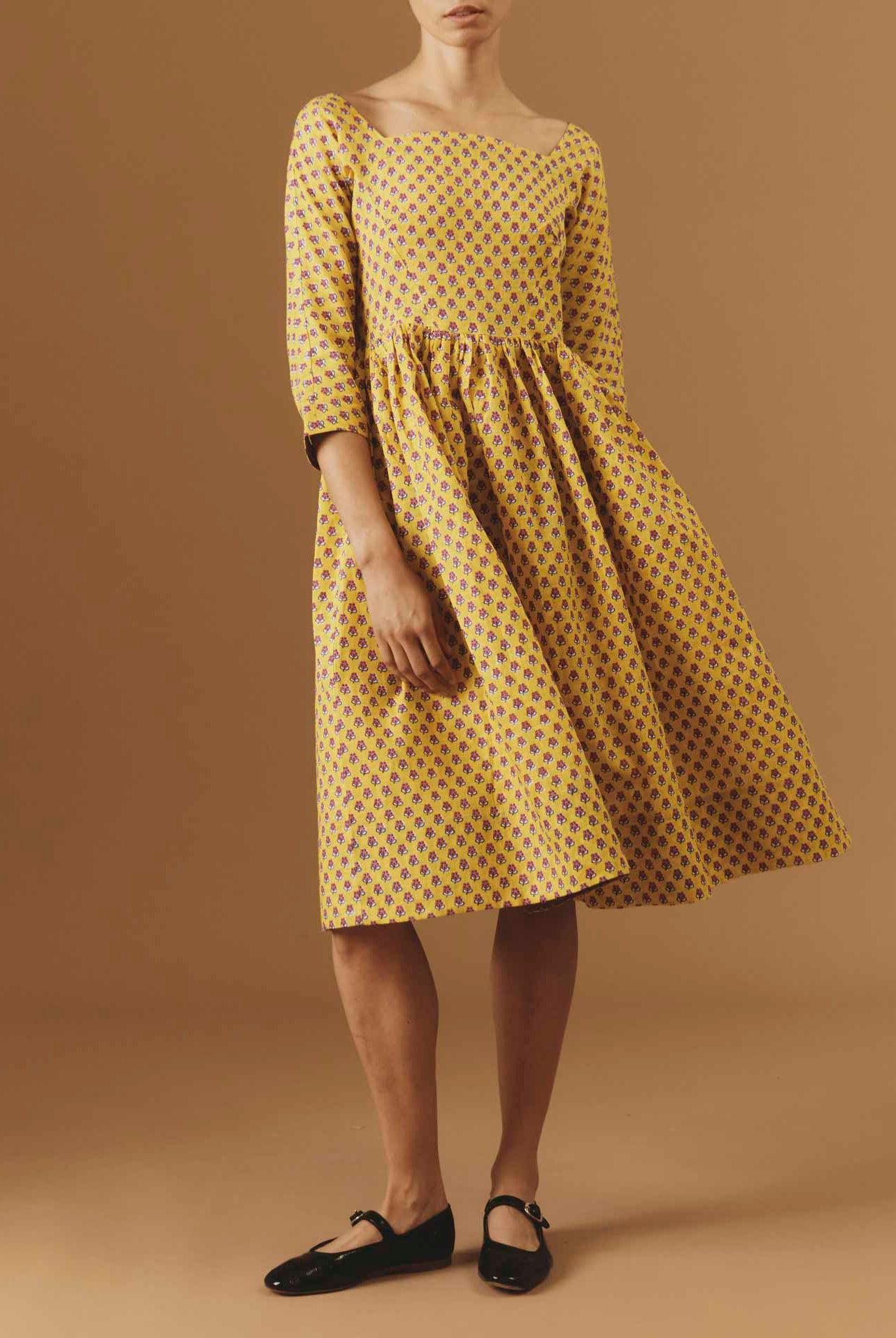 Yellow magenta dress Amalia - Thierry Colson - Pre Spring 2024 - Provencal Mignardise theme