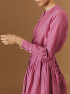 Side view of ANDREA Magenta Cotton/Silk Blouse by Thierry Colson