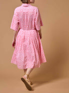 Back view of Oriane  Mughal Block Print Multico Red dress by Thierry Colson