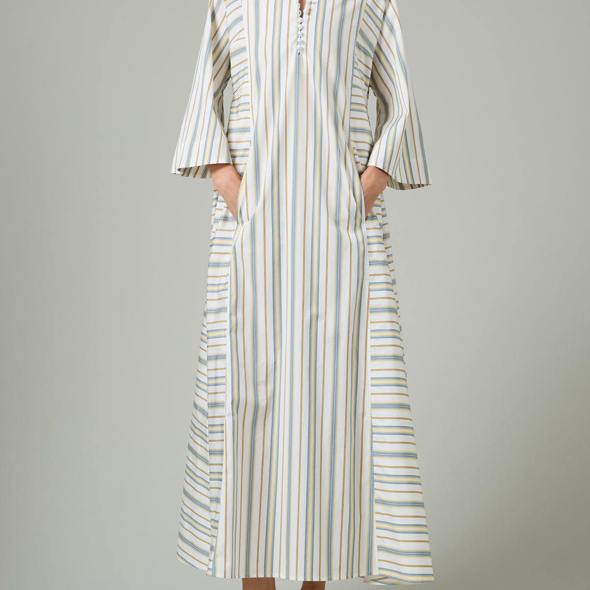 Thierry Colson Rachel Long dress - Yellow & Grey