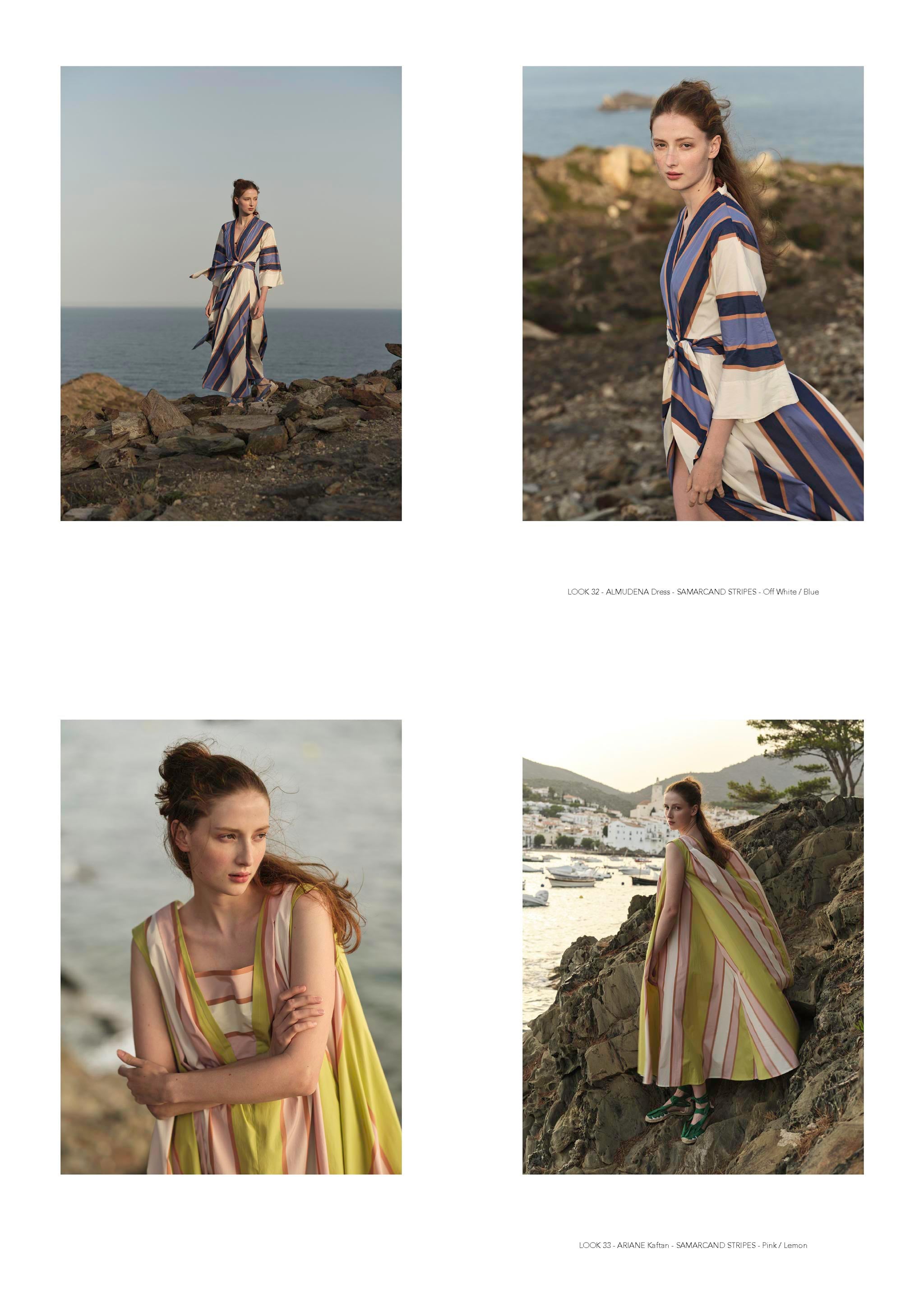 Thierry Colson Spring Summer 2024 Collection - Almudena dress & Ariane Kafkan - Samarcand Stripes