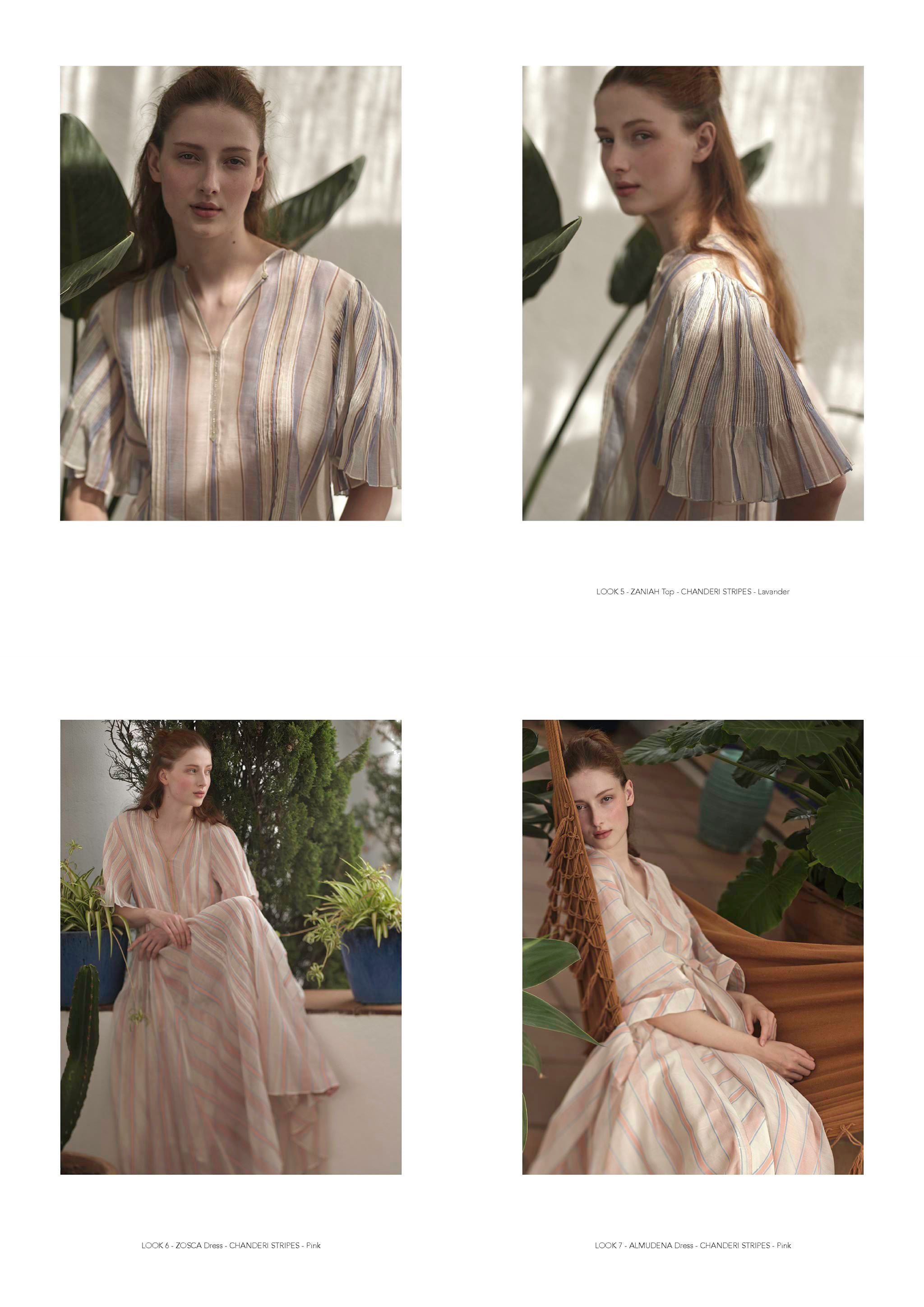 Thierry Colson Spring Summer 2024 Collection - Chanderi Stripes, Zaniah Top, Zosca dress & Almudena dress 