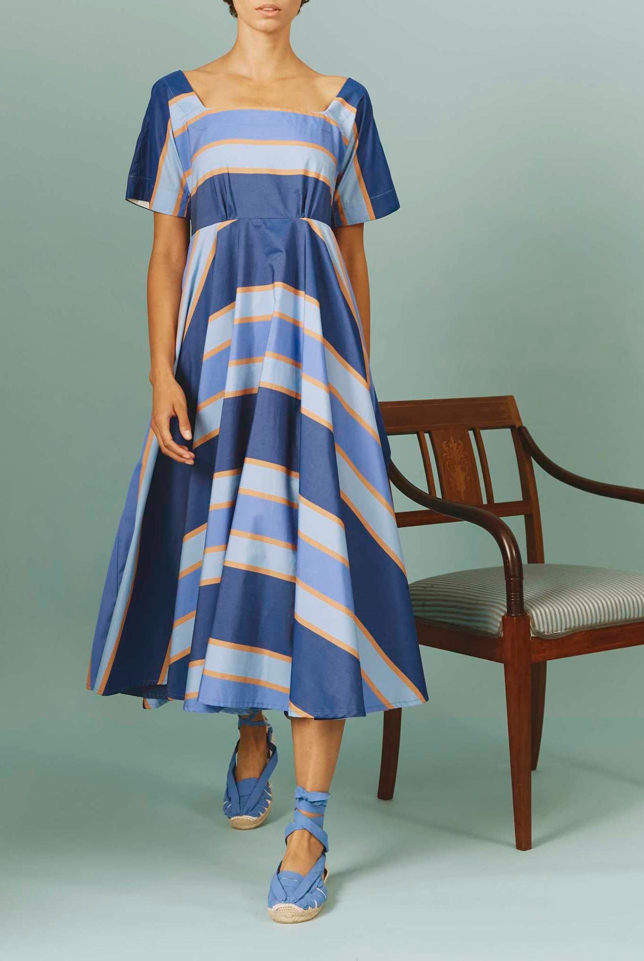 Thierry Colson's Samarkand Stripes Allegria Blue Arencio Dress - Detail of the back