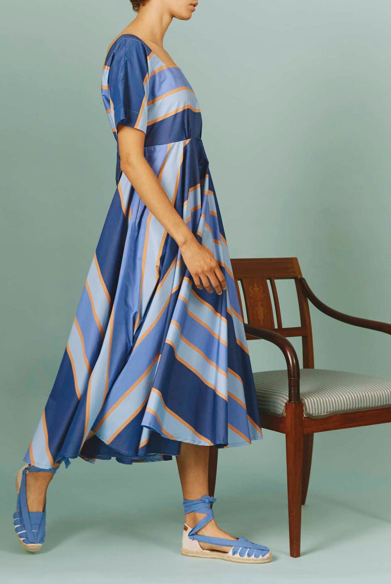 Thierry Colson's Samarkand Stripes Allegria Blue Arencio Dress - Side view