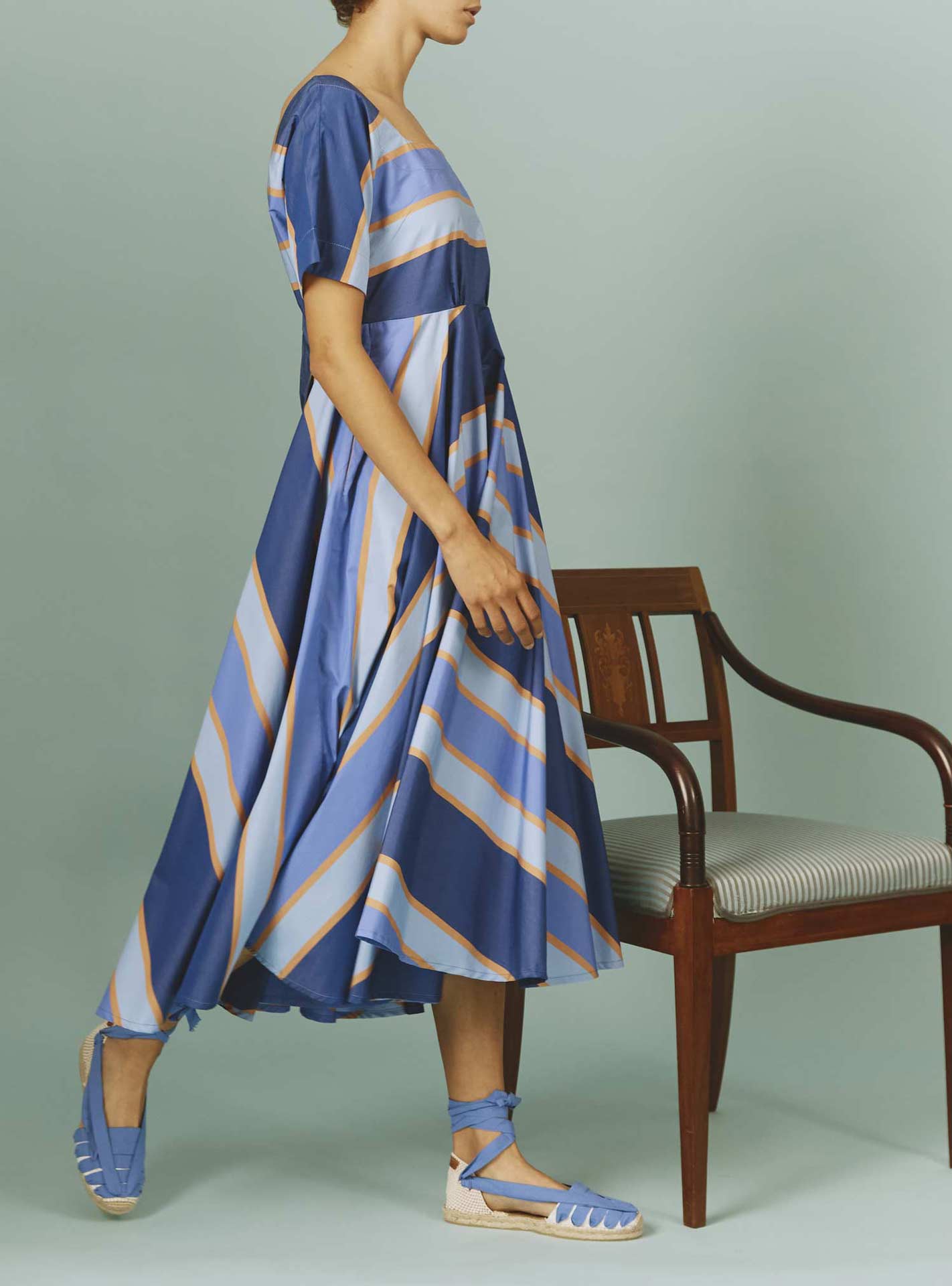 Thierry Colson's Samarkand Stripes Allegria Blue Arencio Dress -  Side view