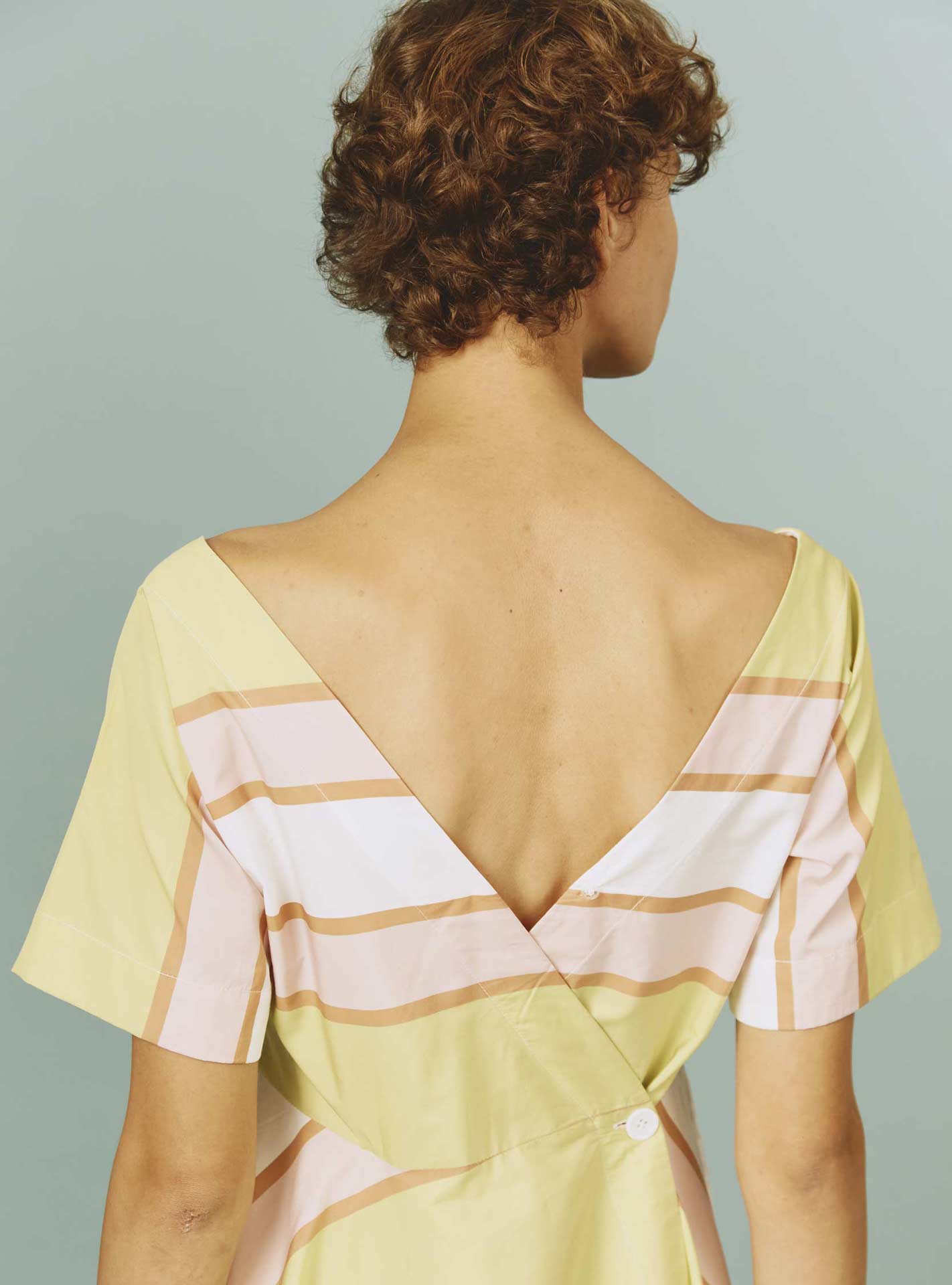 Thierry Colson's Samarkand Stripes Allegria Pink Lemon Dress - Detail of the back