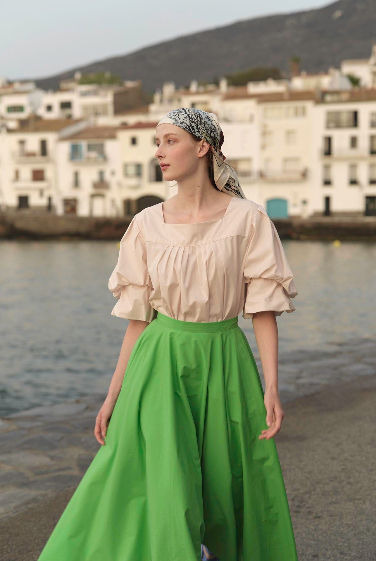 Audrey Skirt: Matisse Plain Poplin in Green by Thierry Colson - Lookbook Spring Summer 24 photo by S. Gautronneau