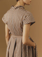 Detail back view of Isolde Copper Cotton Long Dress by Thierry Colson 