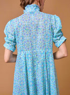 Detail back view of Venetia Mughal Blockprint Multico Blue Dress by Thierry Colson