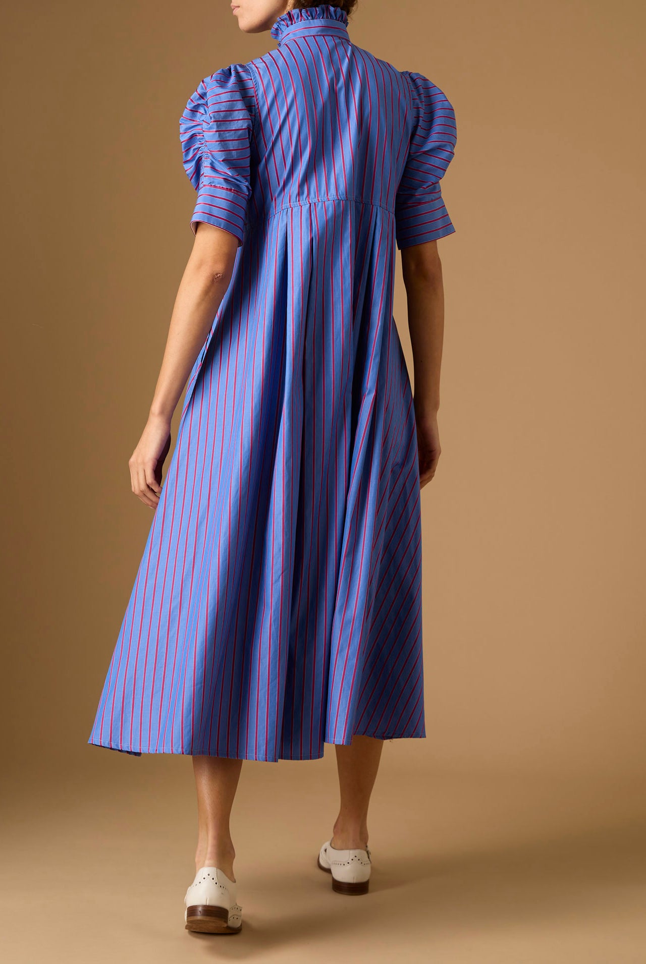 Back view of Venetia Bluet Cherry Stripes Dress by Thierry Colson