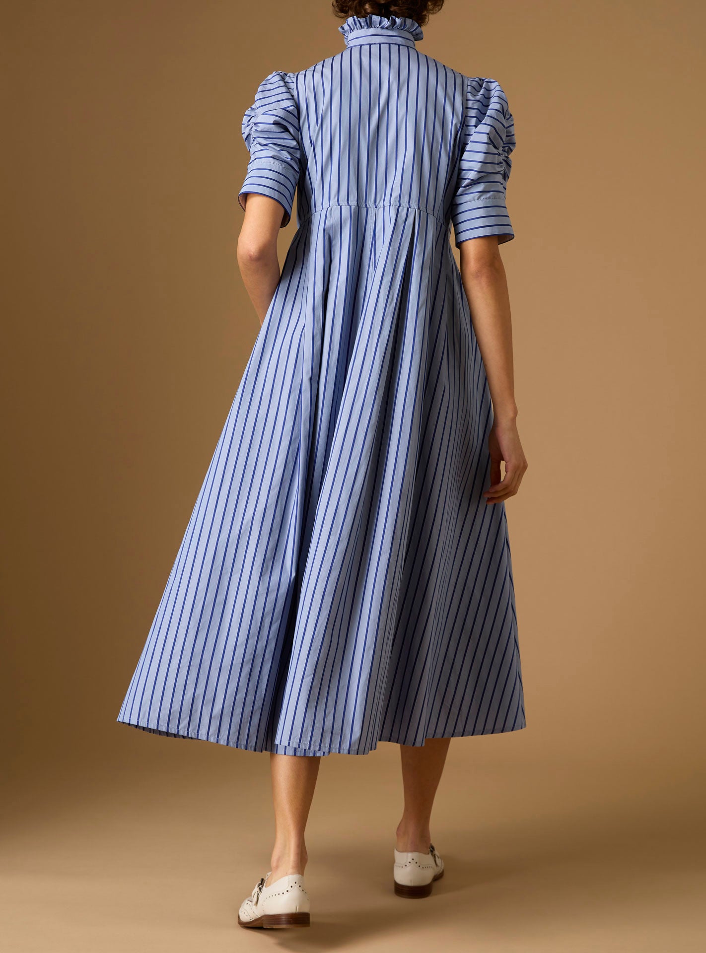 Back view Venetia Grey Navy Stripes Dress by Thierry Colson