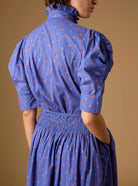 Back detail view of Vita blue blouse Skirt from Pre Spring 2024 by Thierry Colson