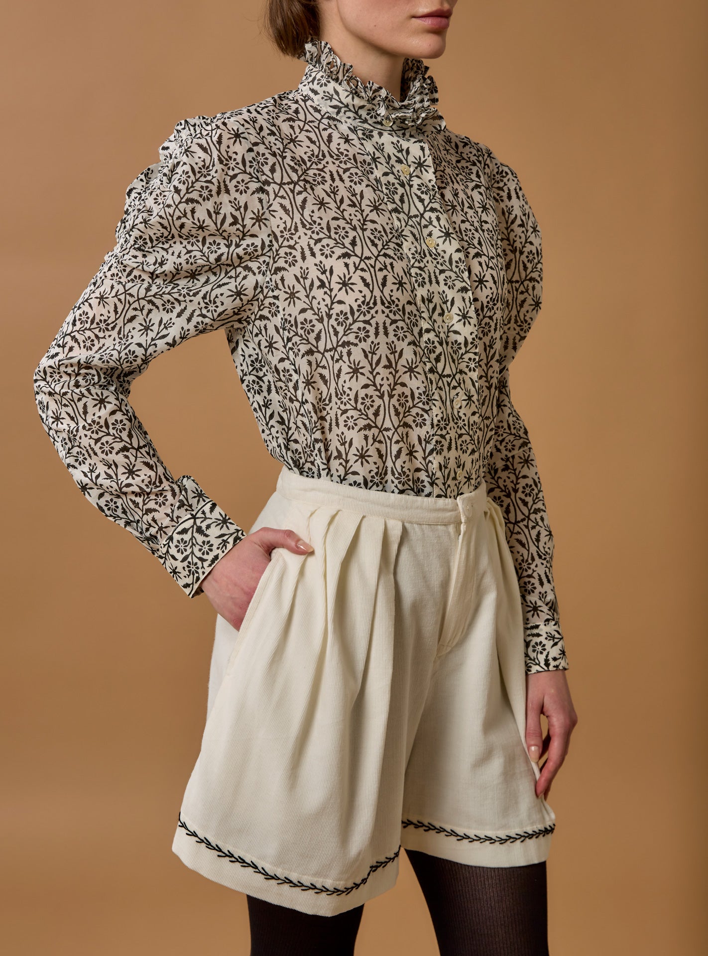 Wind Black Blouse - Paper Cut Print by Thierry Colson