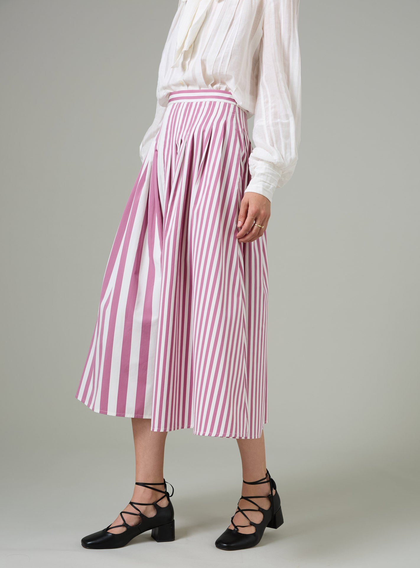 Zazou Skirt – Lido Stripes in Cyclamen | Thierry Colson