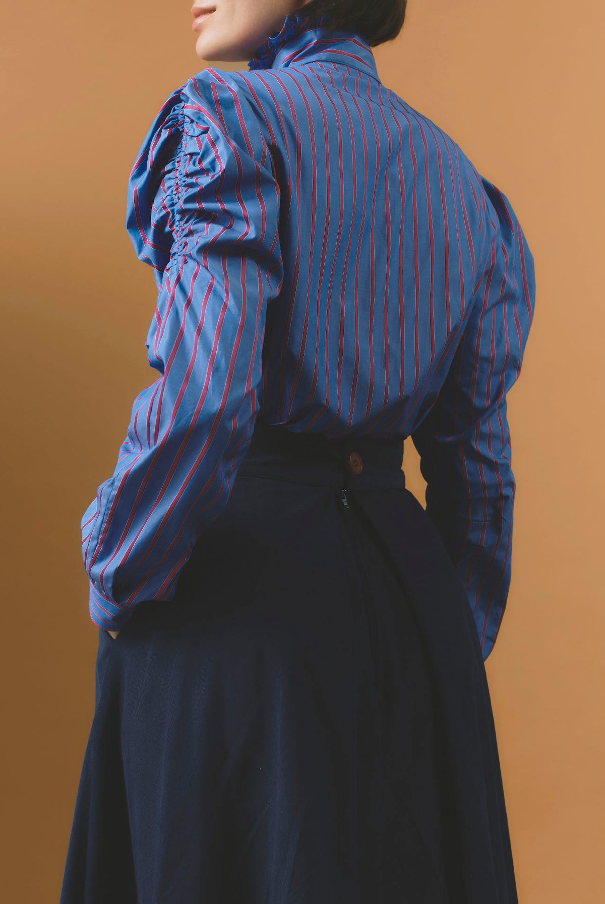 Back view of Wind Bluet / Cherry Stripes Blouse - County by Thierry Colson