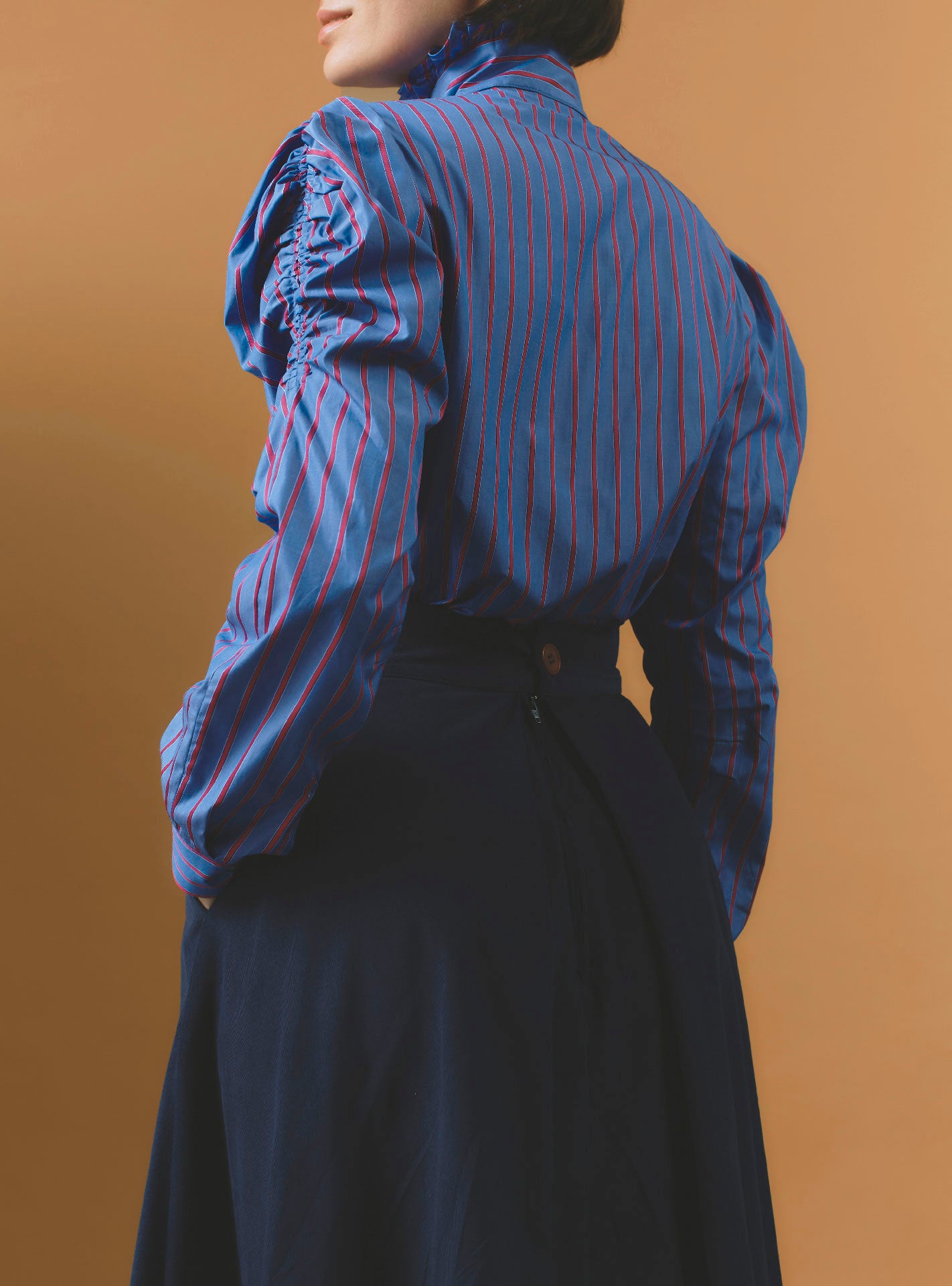 Back view of Wind  Bluet / Cherry Stripes Blouse - County by Thierry Colson