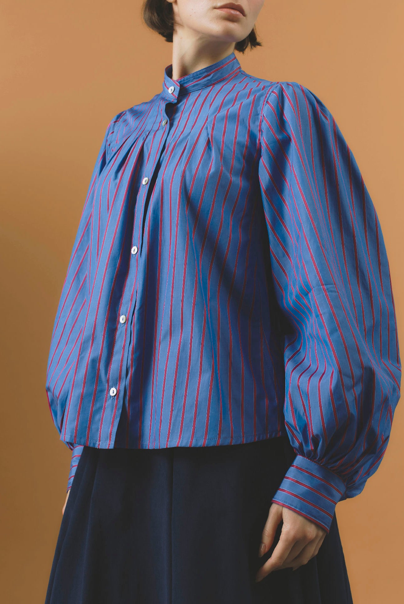Front view of Yana Bluet Cherry Stripes Blouse - County by Thierry Colson