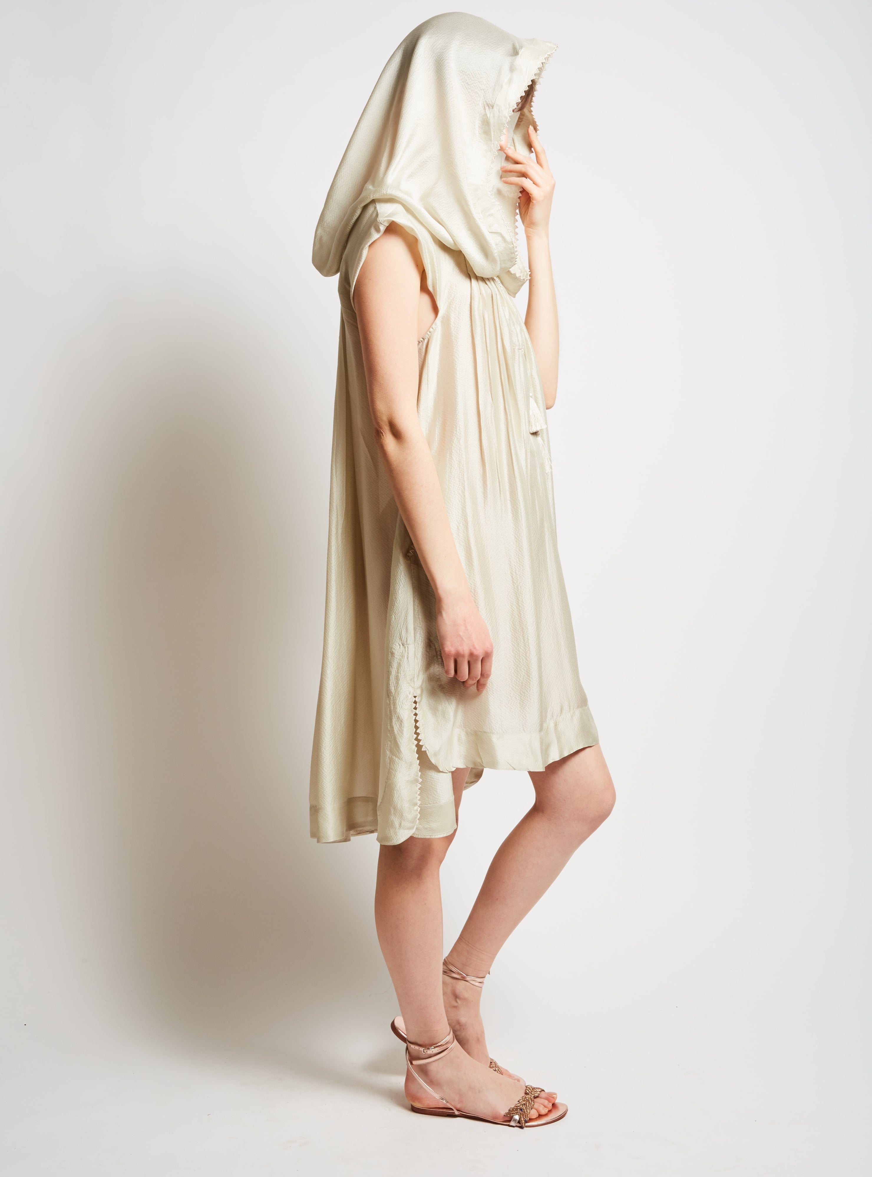 Side view Eros Linden Silk Kaftan by Thierry Colson