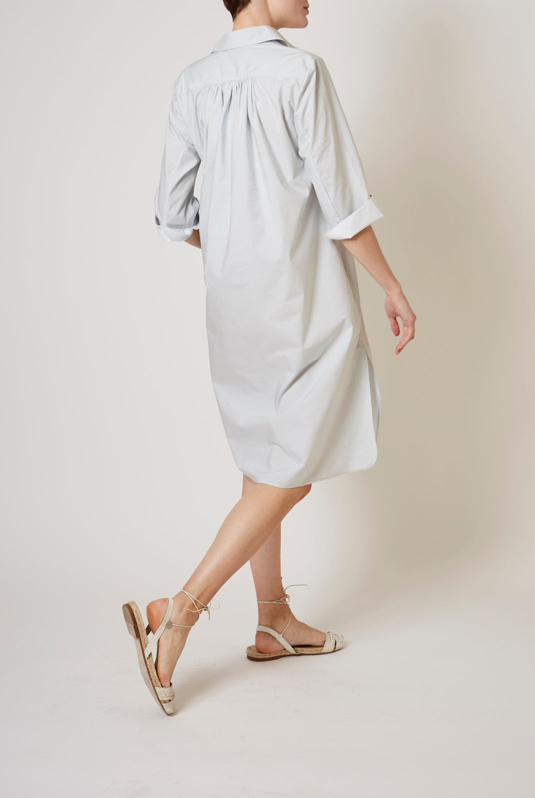 Back view of Angelica Pearl grey shirt Dress by Thierry Colson