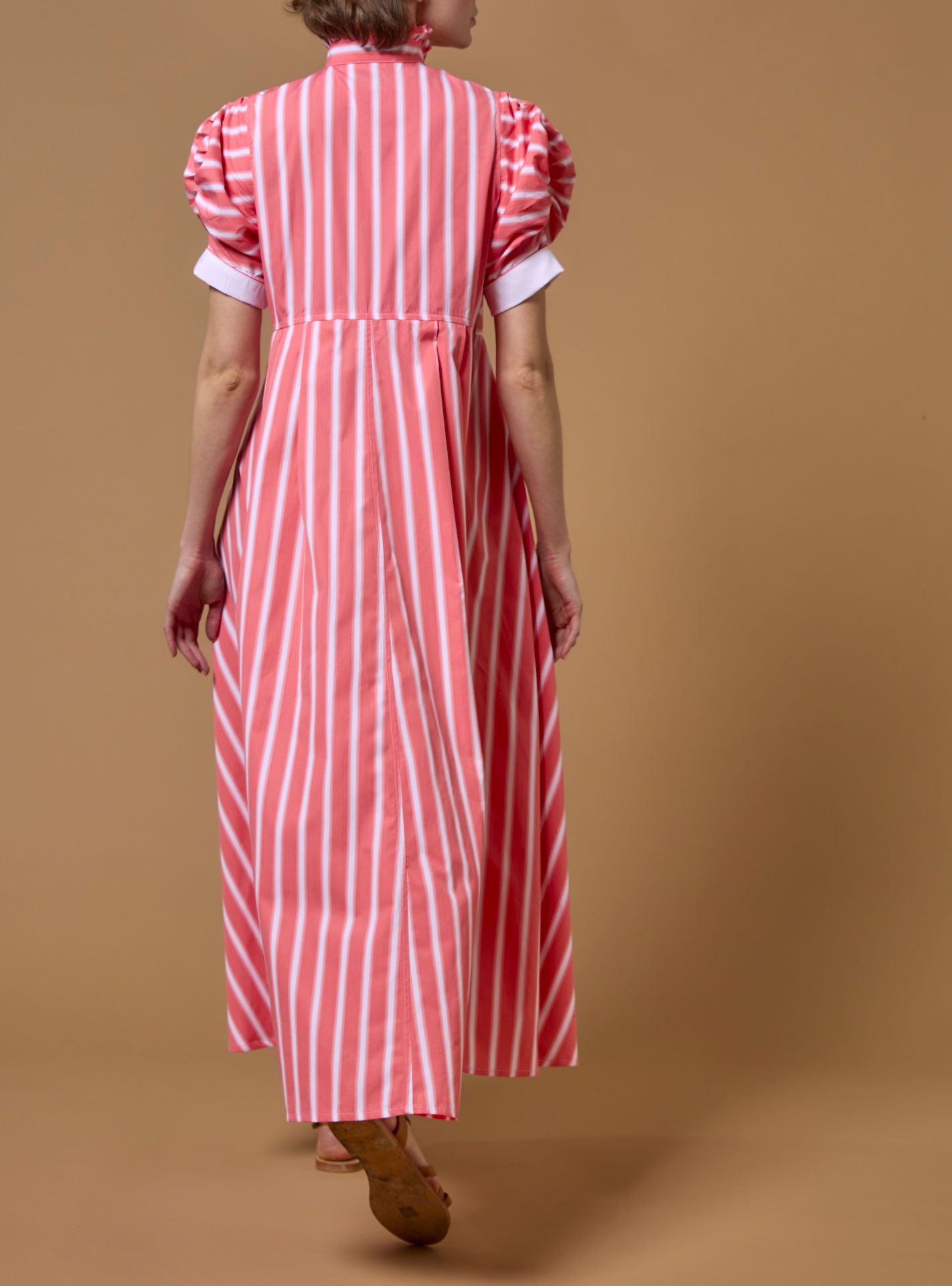 Back view - Venetia Coral Dress - Downing Poplin - Thierry Colson