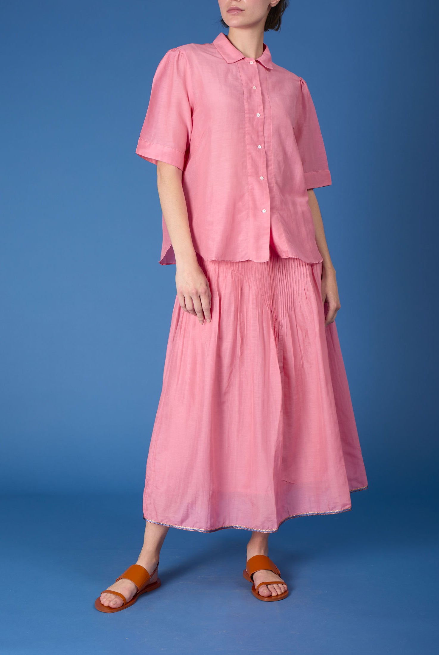 Large Front view Betty Candy Pink Shirt by Thierry Colson