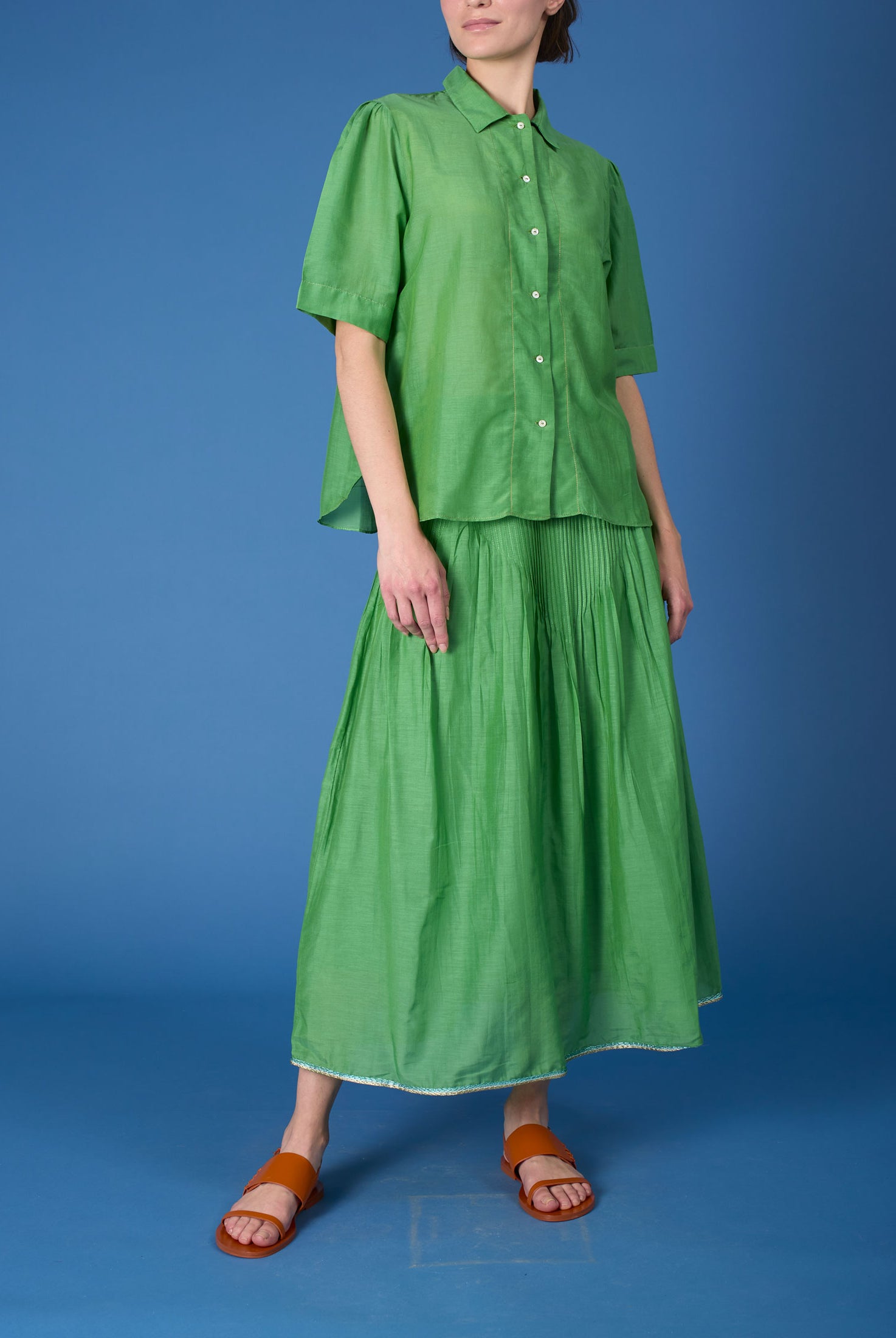 Large view of Betty Gipsy Embroidery Veridian Green Shirt with Verde skirt by Thierry Colson