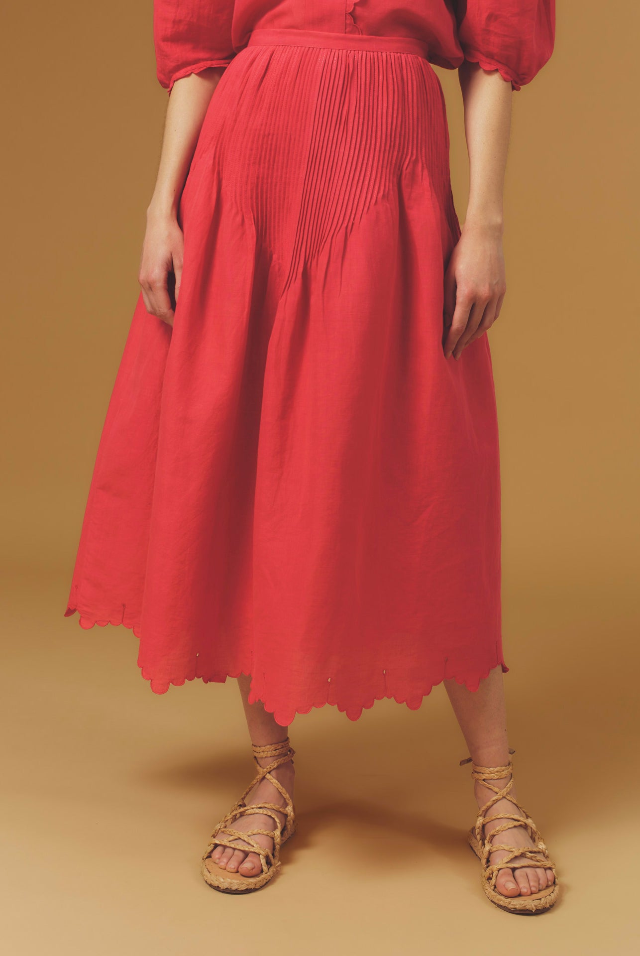 Verde Barocco Scallops Raspberry Skirt by Thierry Colson