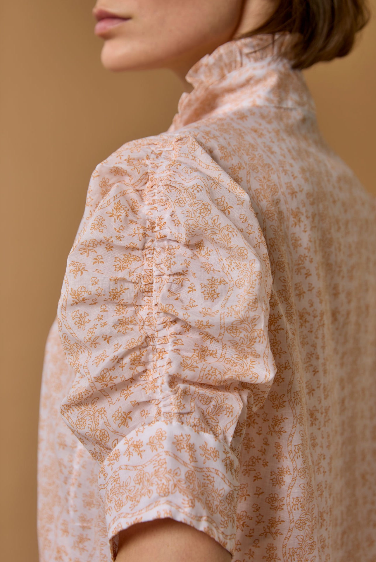 Detail sleeve of Vita Evora Print Brandy Blouse by Thierry Colson