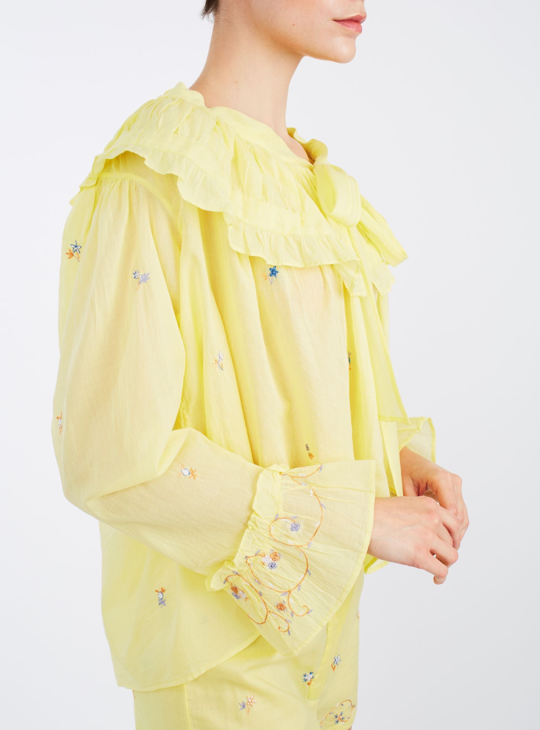 Side view Dauphine Sweet Lemon blouse by Thierry Colson