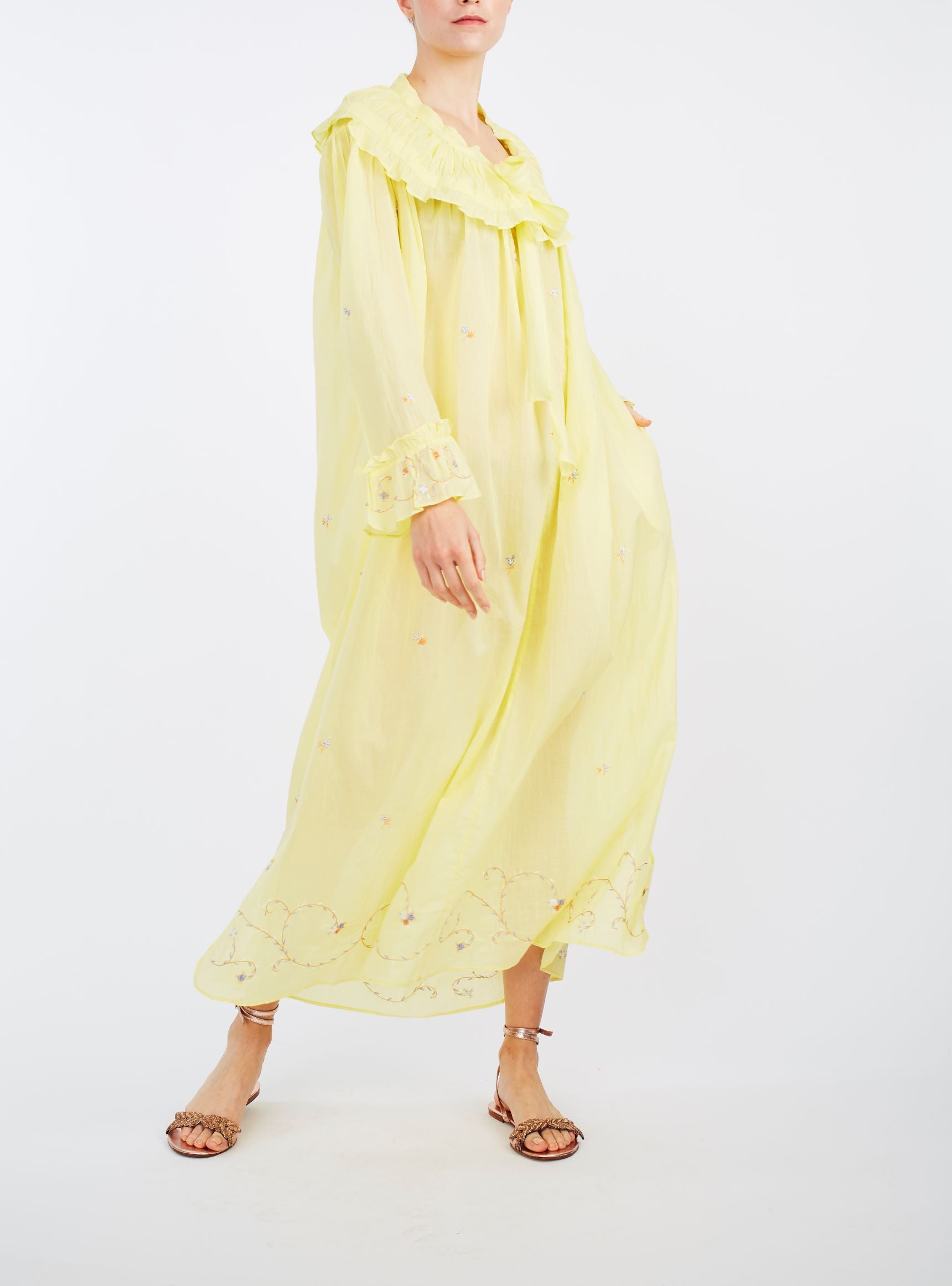 Front view Dauphine sweet lemon dress by Thierry Colson