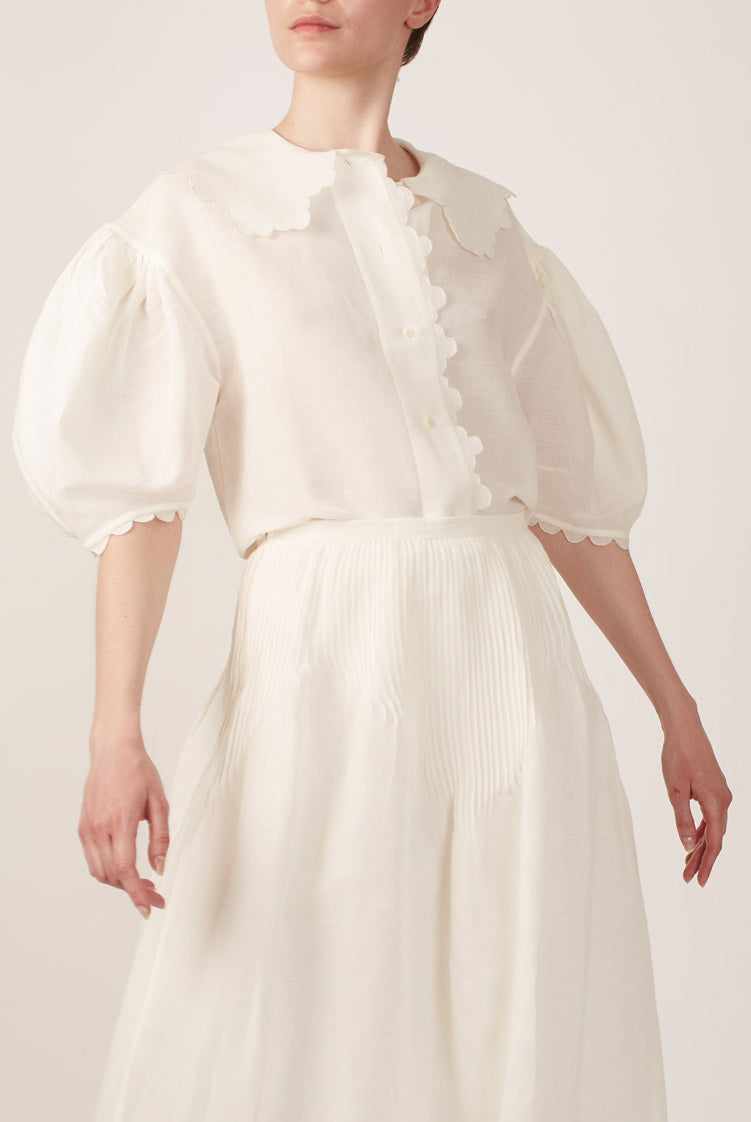 Vanina Barocco Scallops Off White Blouse by Thierry Colson