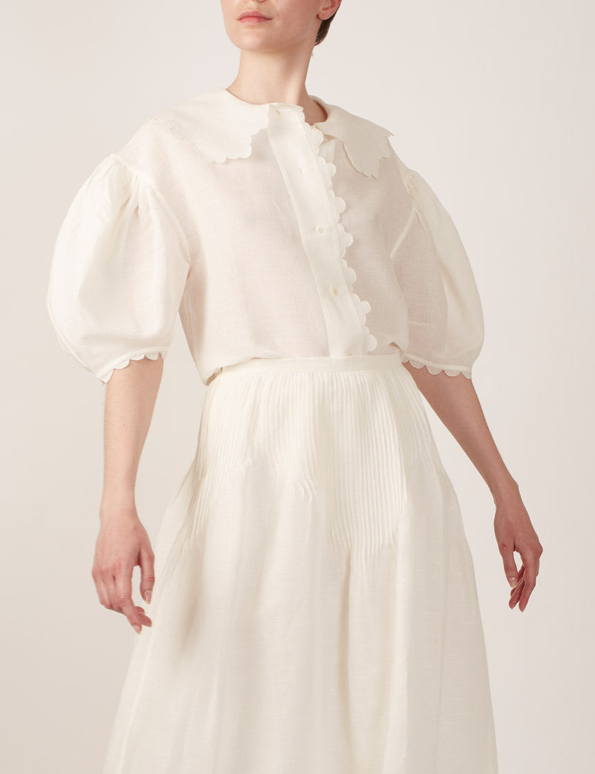 Vanina Barocco Scallops Off White Blouse by Thierry Colson